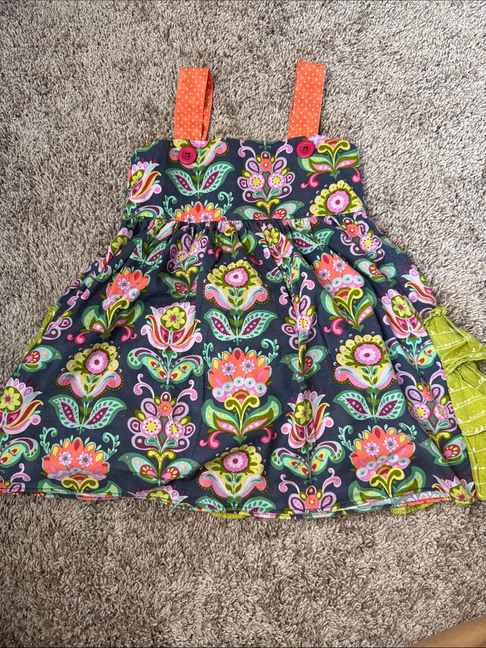 Persnickety Girls' Floral Sundress in Navy, Pink, Green, Orange